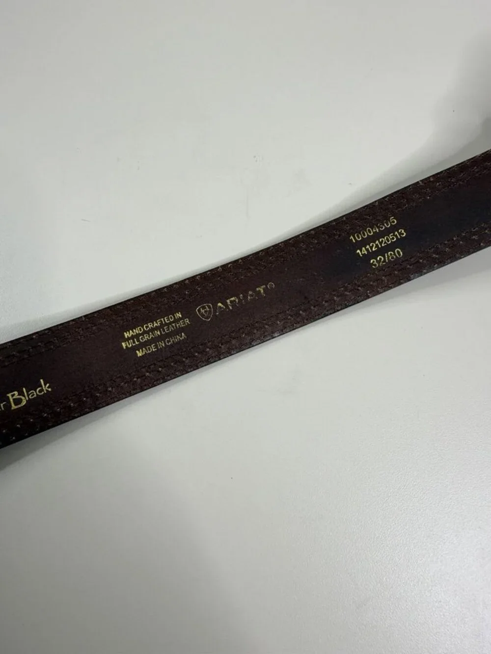 ARIAT Belt Sz 32 Leather Handcrafted Cowboy Dean Oliver Dark Brown-snap Missing